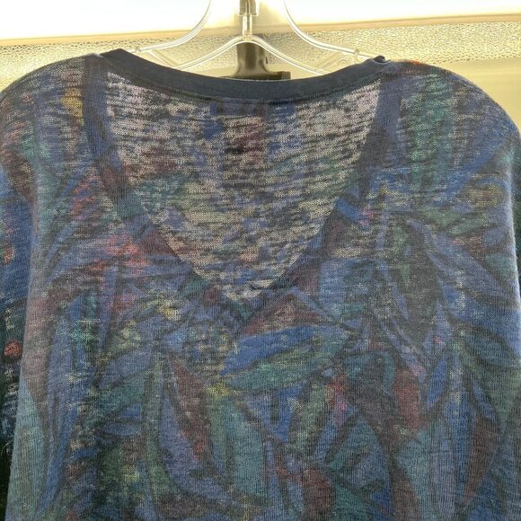 Nally & Millie Women's V-Neck Top 3/4 Sleeve Blue/Multi Print Size S/M - Picture 6 of 9